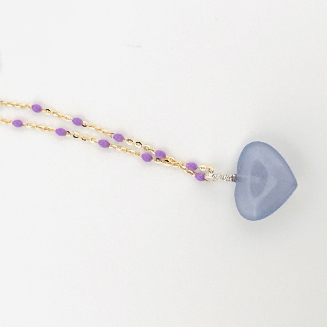 14KY Gold Lavender Enamel Chain Necklace
