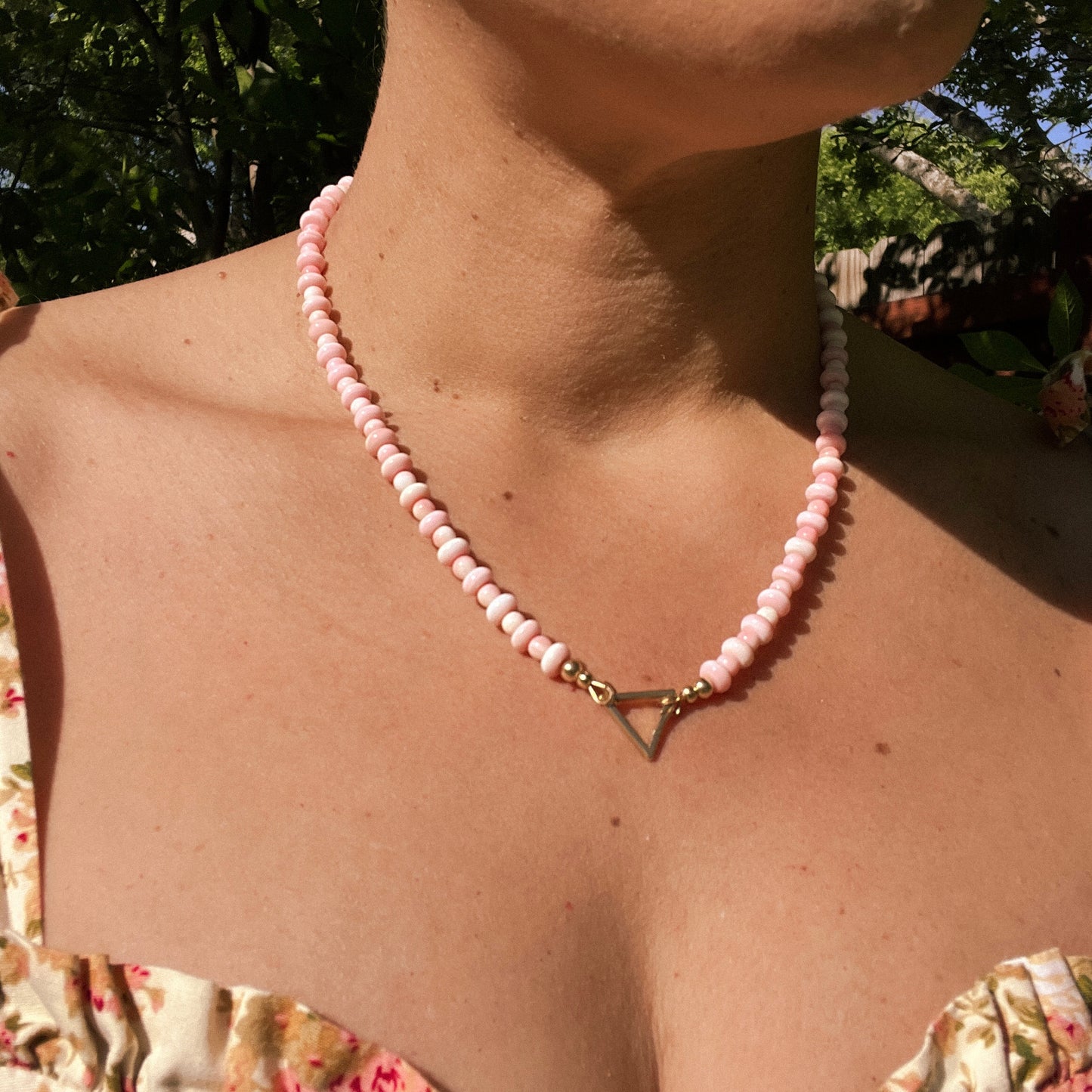 Pink Conch Shell Beaded Necklace