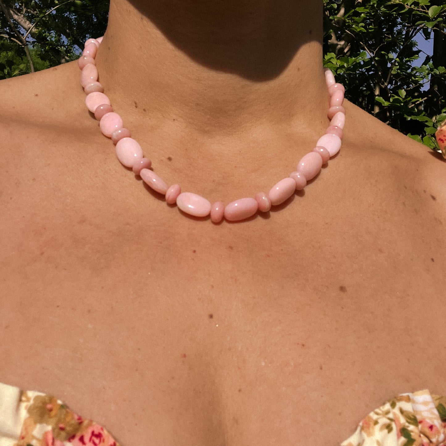 Pink Opal Beaded Necklace