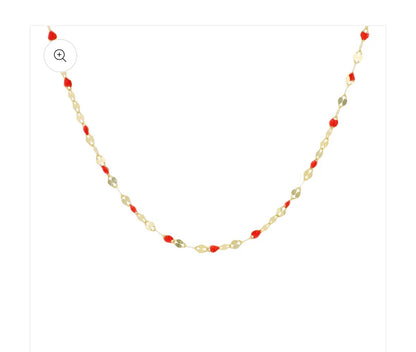 14KY Gold Red Enamel Chain Necklace