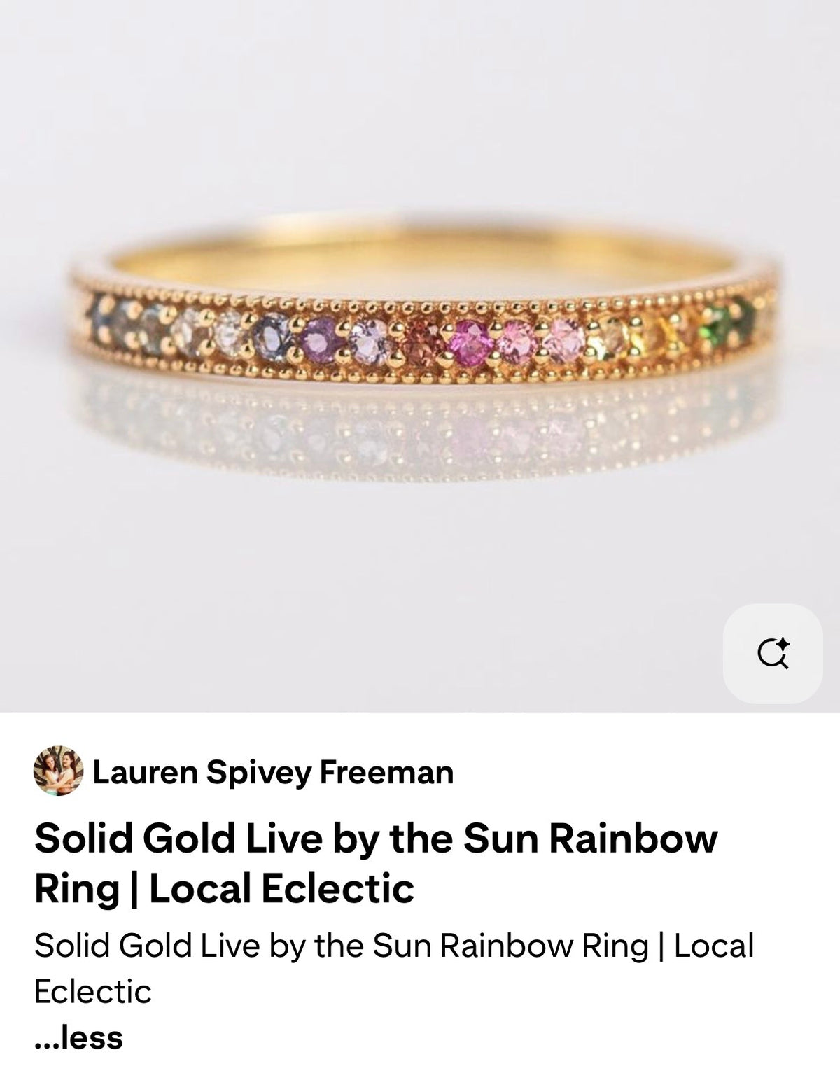 Local Eclectic Live by the Sun Rainbow Ring, Size 8
