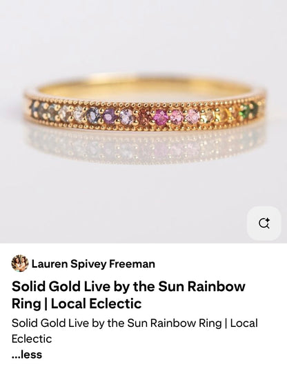 Local Eclectic Live by the Sun Rainbow Ring, Size 8