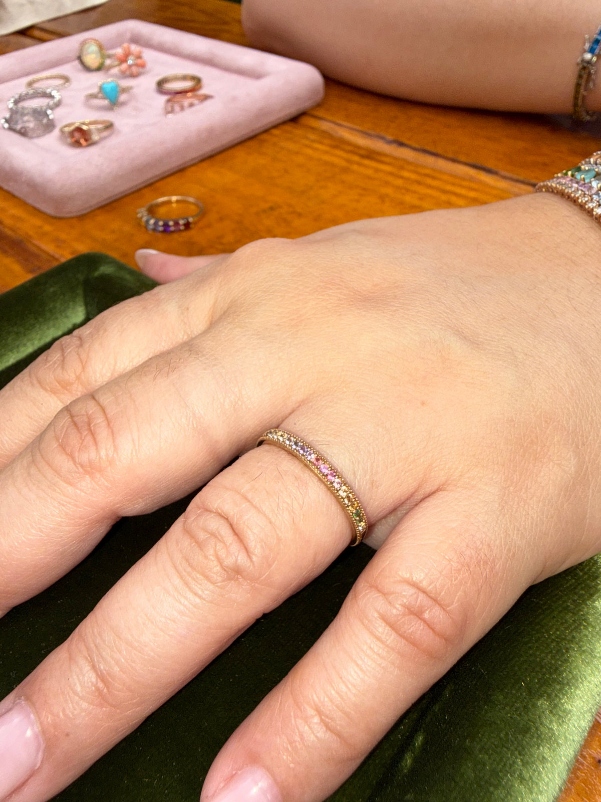 Local Eclectic Live by the Sun Rainbow Ring, Size 8