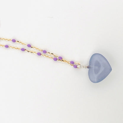 14KY Gold Lavender Enamel Chain Necklace