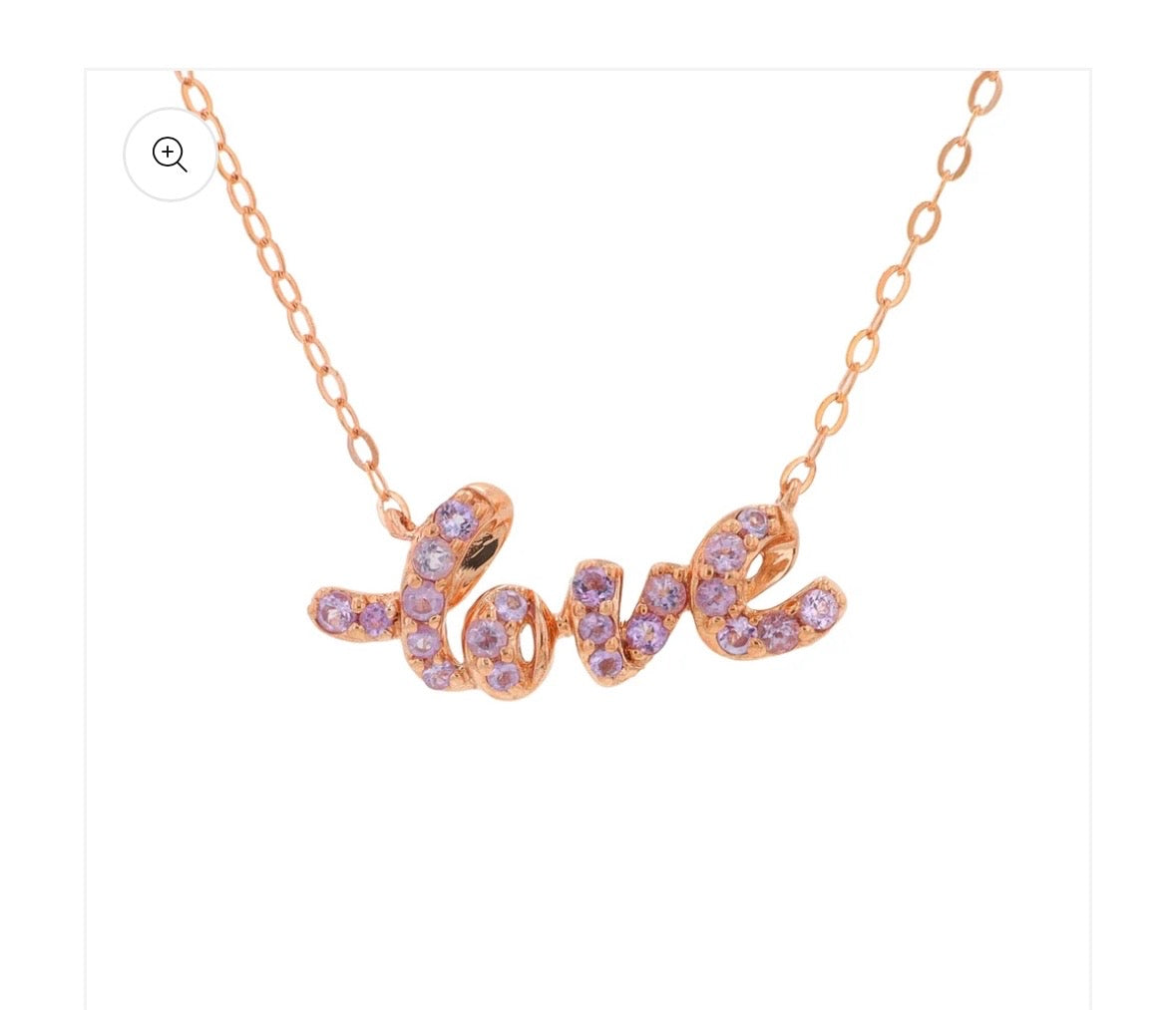 10k Rose Gold Pink Amethyst Love Necklace