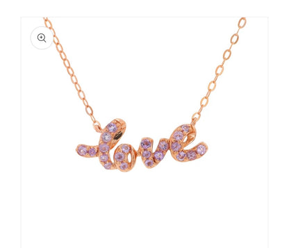 10k Rose Gold Pink Amethyst Love Necklace