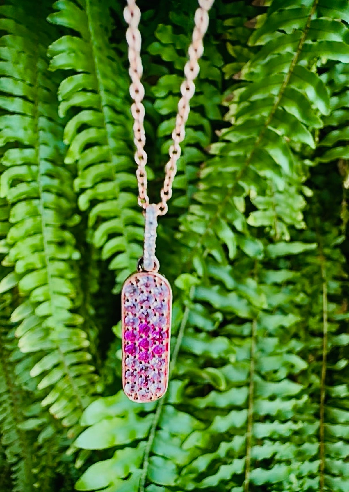 Natural Pink Sapphire & Diamond Pendant Necklace in 14K Rose Gold