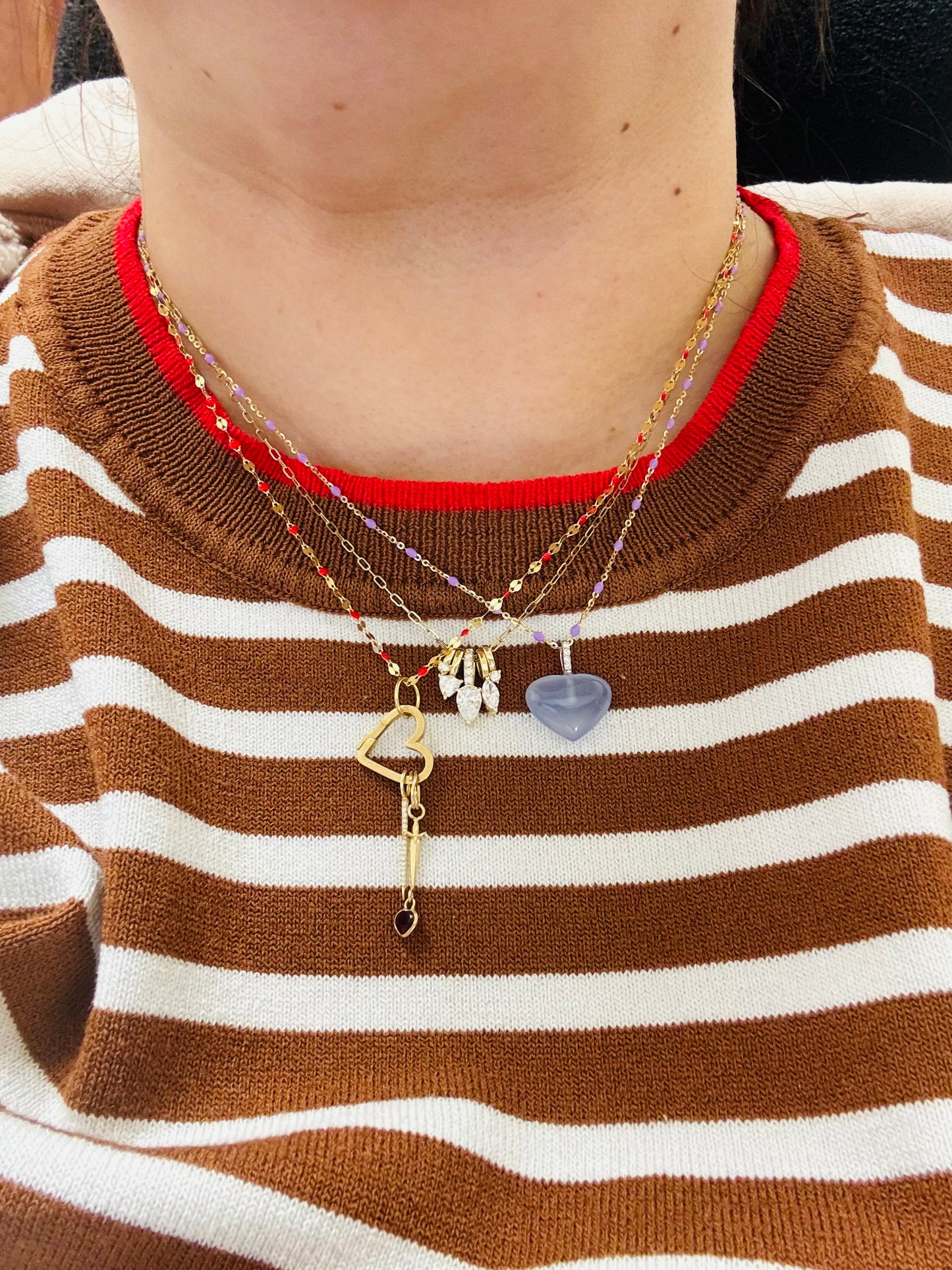 14KY Gold Red Enamel Chain Necklace