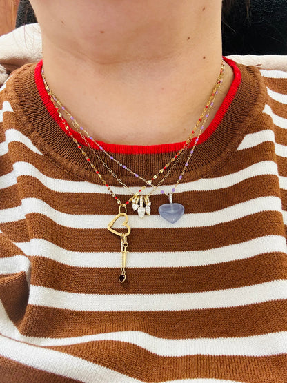 14KY Gold Red Enamel Chain Necklace