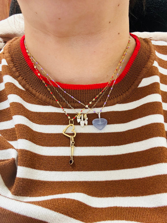 14KY Gold Red Enamel Chain Necklace
