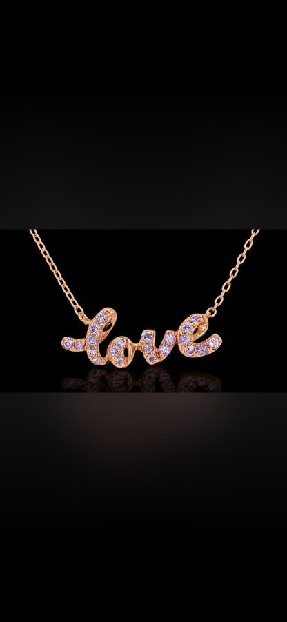 10k Rose Gold Pink Amethyst Love Necklace