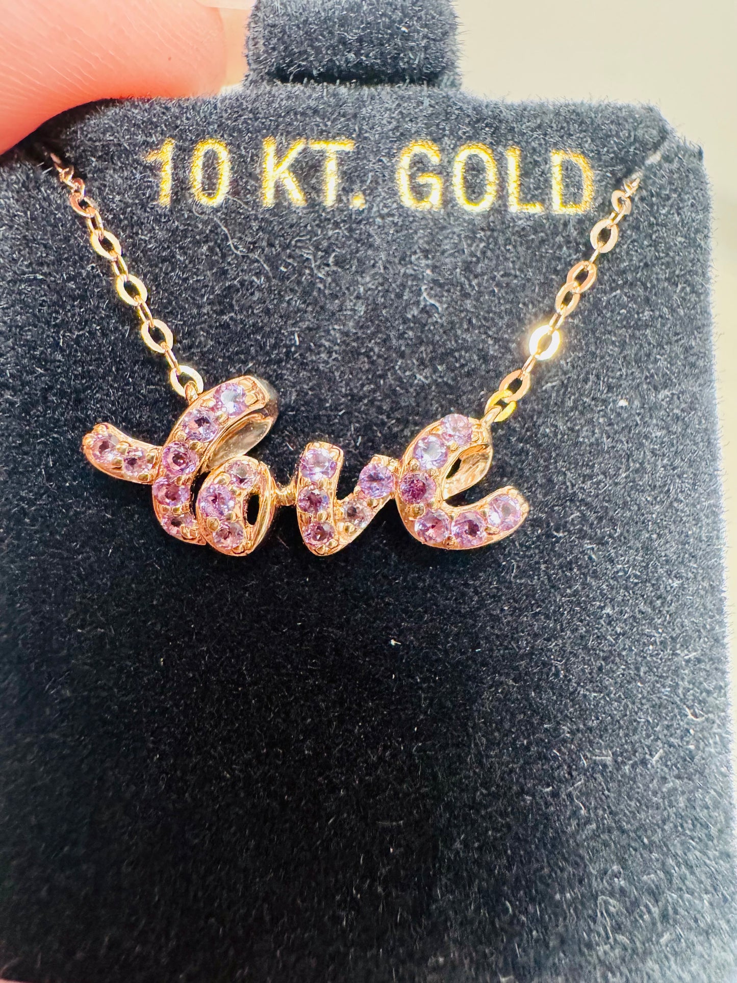 10k Rose Gold Pink Amethyst Love Necklace