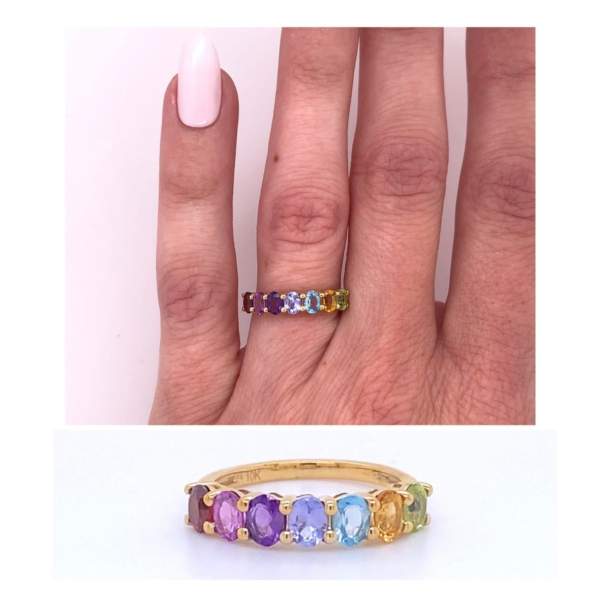 Natural Multi-Gemstone Ring in 10kt Yellow Gold