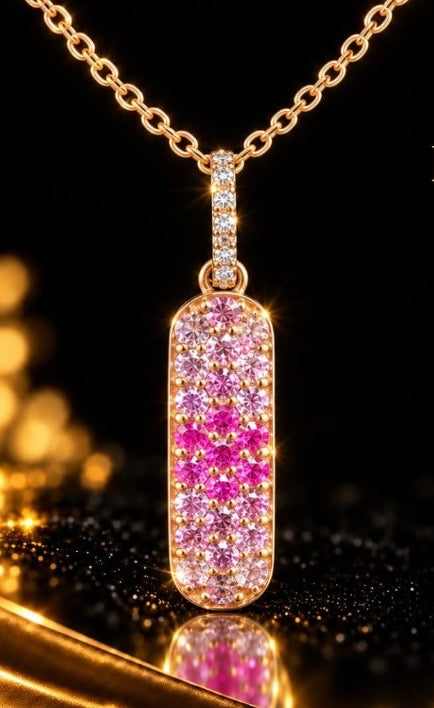 Natural Pink Sapphire & Diamond Pendant Necklace in 14K Rose Gold