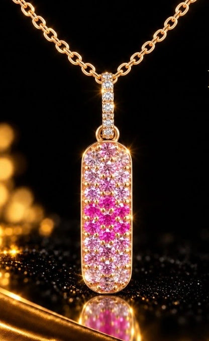 Natural Pink Sapphire & Diamond Pendant Necklace in 14K Rose Gold
