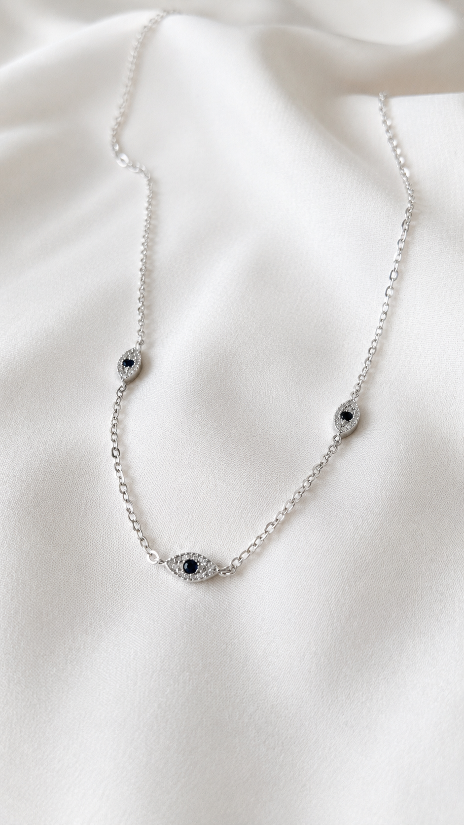 Evil eye sapphire silver necklace