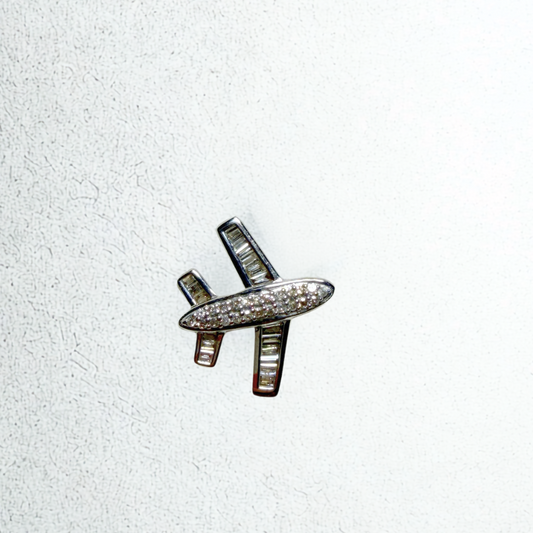Sterling Silver Diamond Airplane Charm