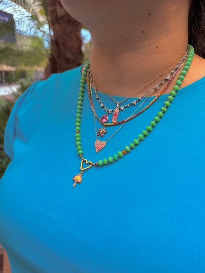 Natural Pink Sapphire & Diamond Pendant Necklace in 14K Rose Gold