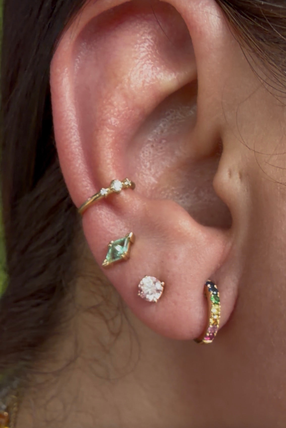 Natural Sapphire & Multigemstone Small Hoop Earrings for Priscilla Mendez