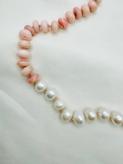 Pink Opal Pearl Necklace