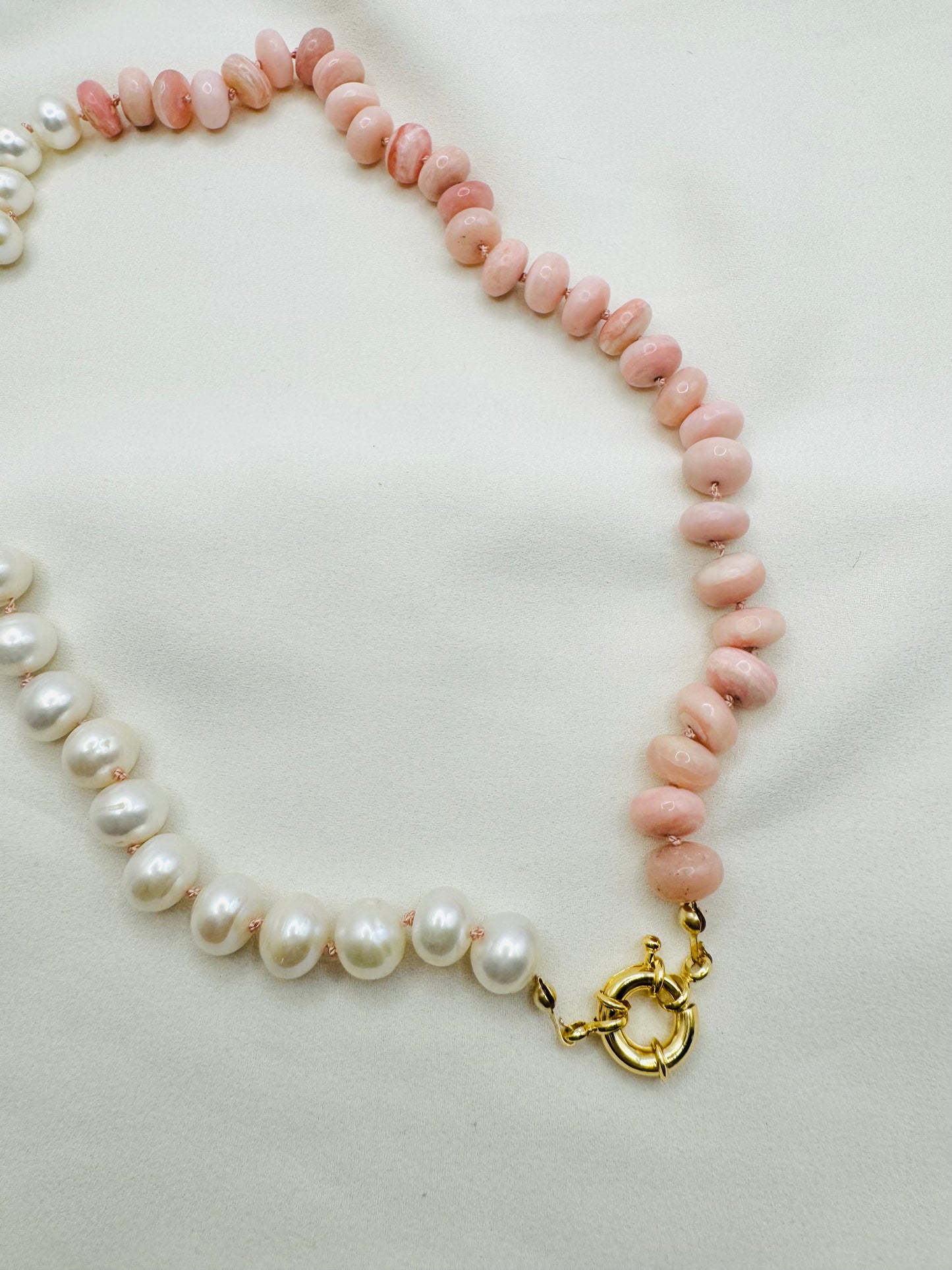 Pink Opal Pearl Necklace