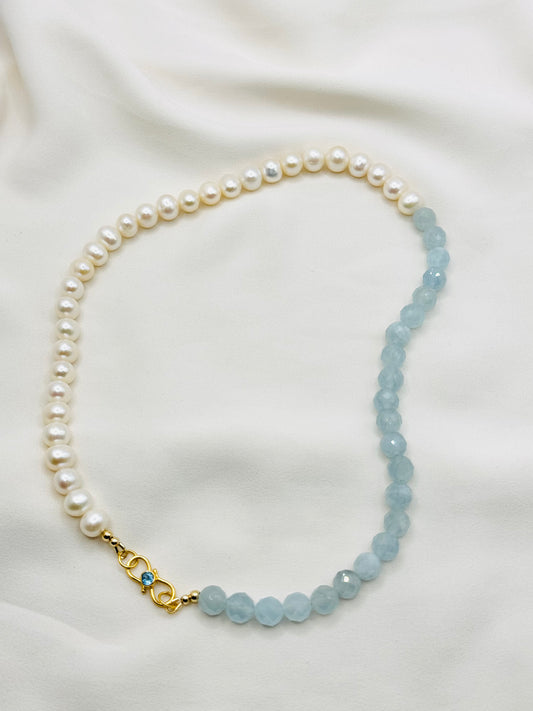 Aquamarine Pearl Necklace