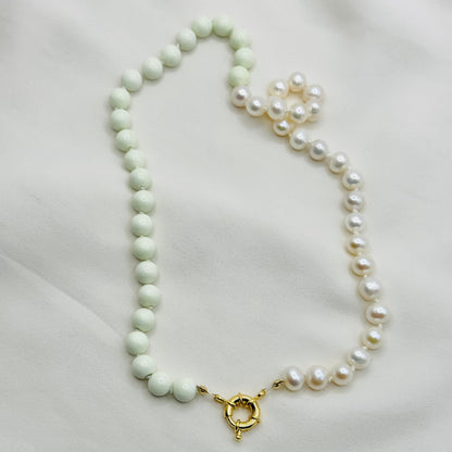 Lemon Chrysoprase Pearl Necklace