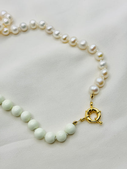 Lemon Chrysoprase Pearl Necklace