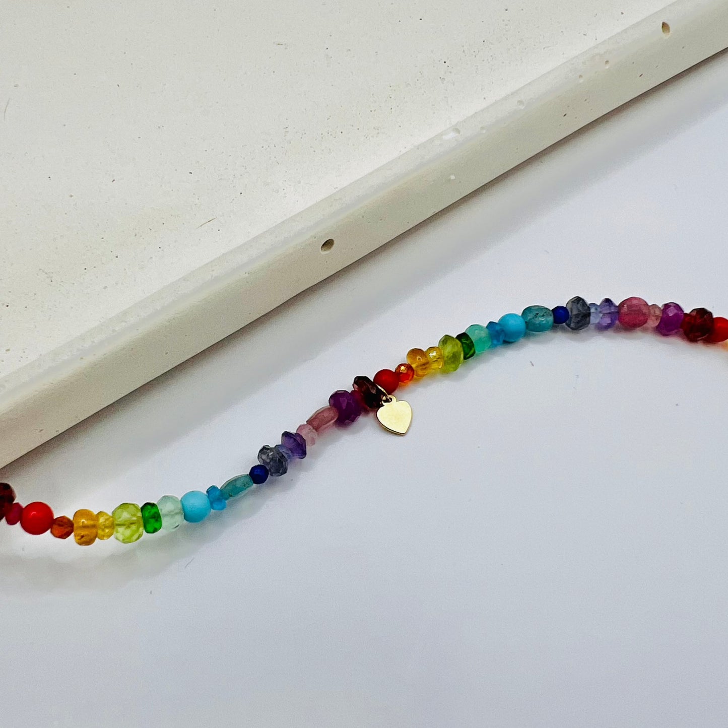 Multi-Gemstone Rainbow Drops Friendship Heart Bracelet