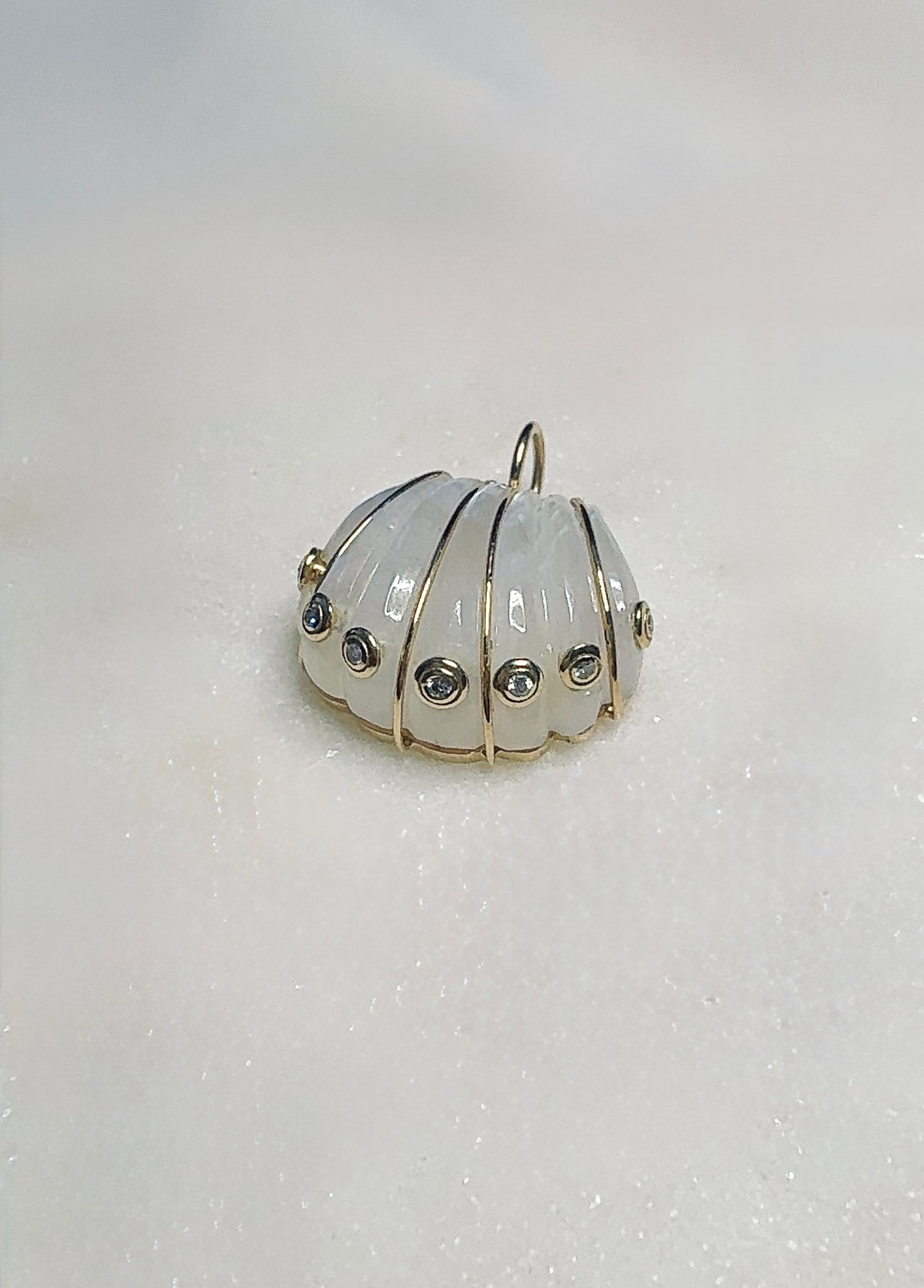 Moonstone and Diamond gold charm