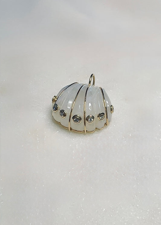 Moonstone and Diamond gold charm