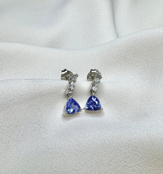 Tanzanite and white topaz sterling silver earrings