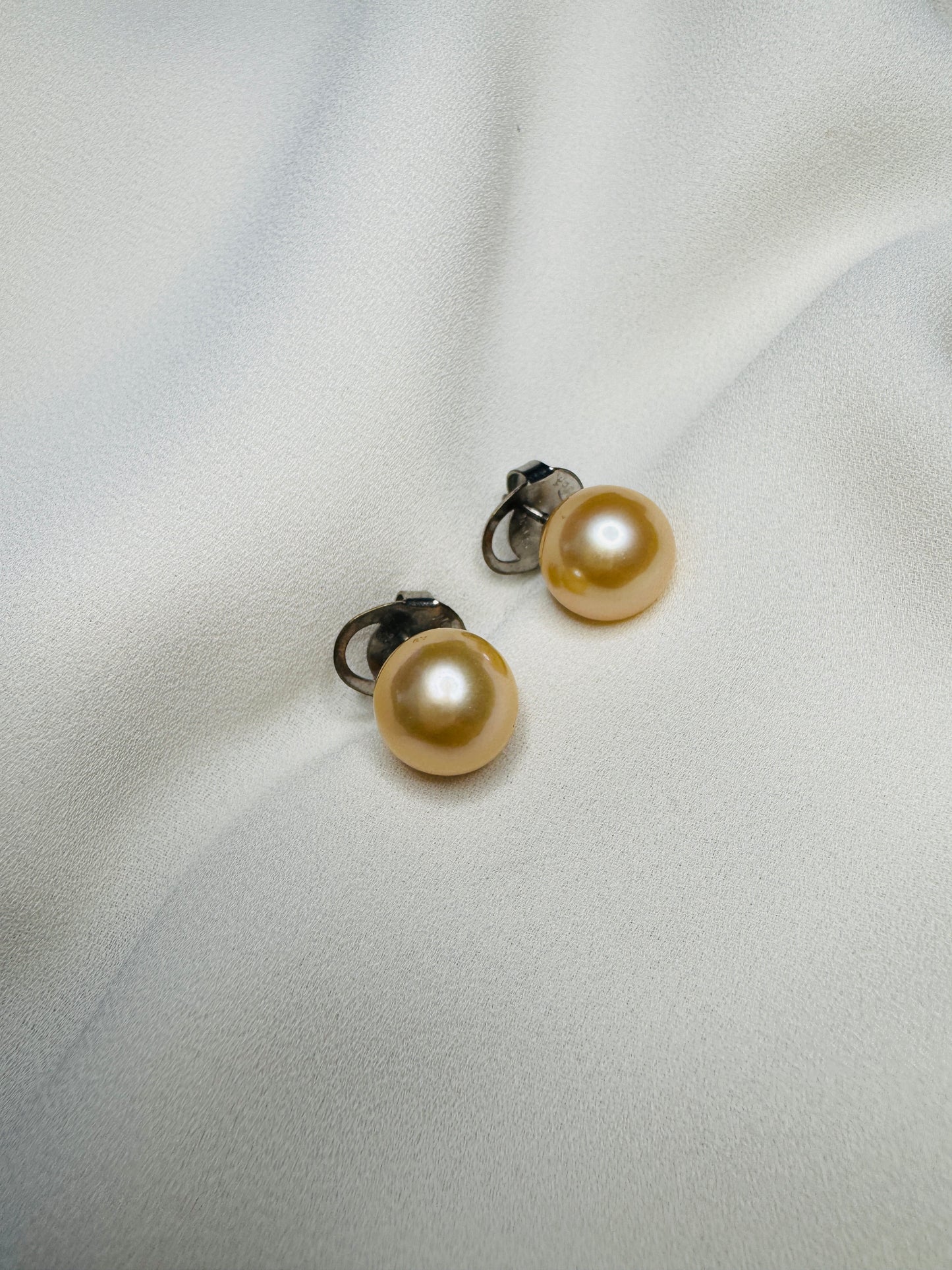 Peach Pearl Sterling Silver Stud Earrings