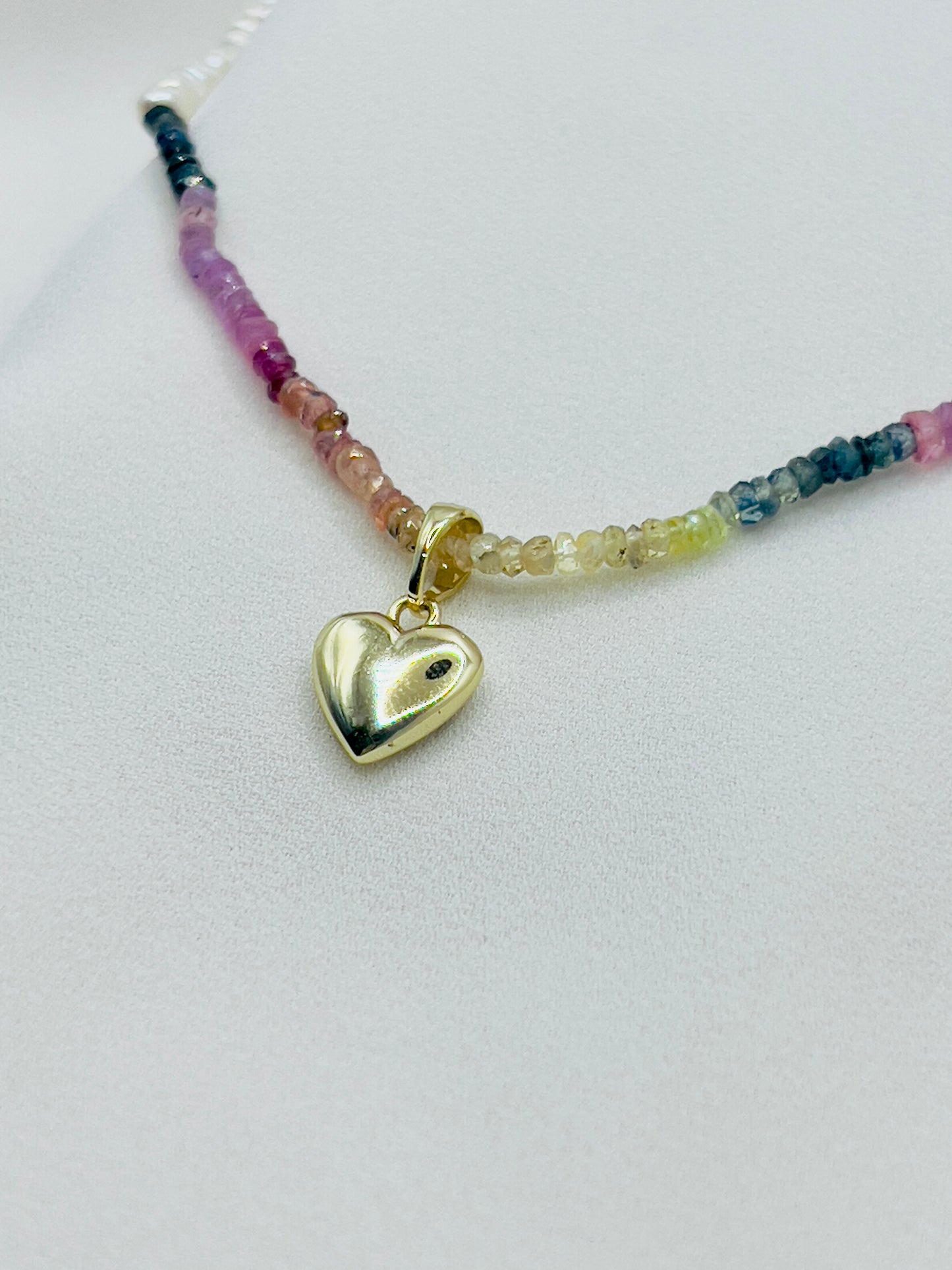 Sapphire Pearl Heart Necklace