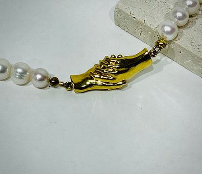 European Hands Pearl Necklace