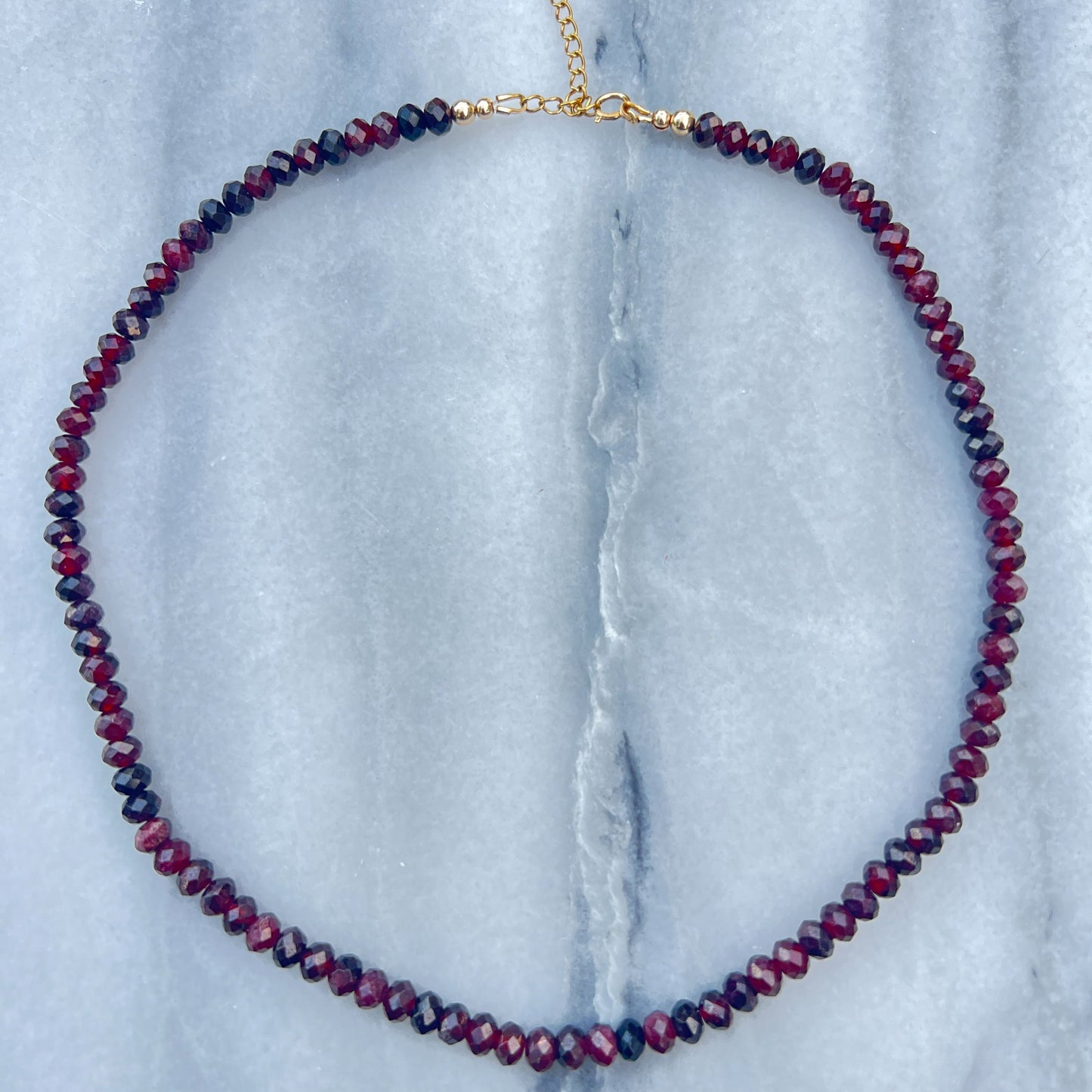 Wine Garnet Beaded Necklace