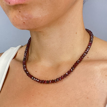 Wine Garnet Beaded Necklace