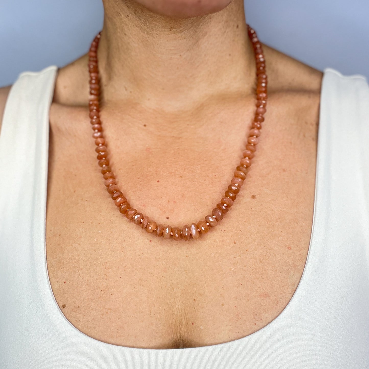 Peach Moonstone Knotted Necklace