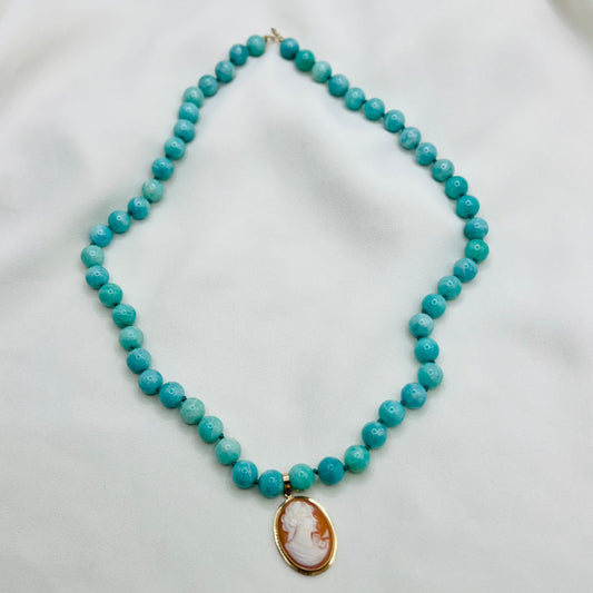  Virginian Amelia Teal Amazonite Knotted Necklace,