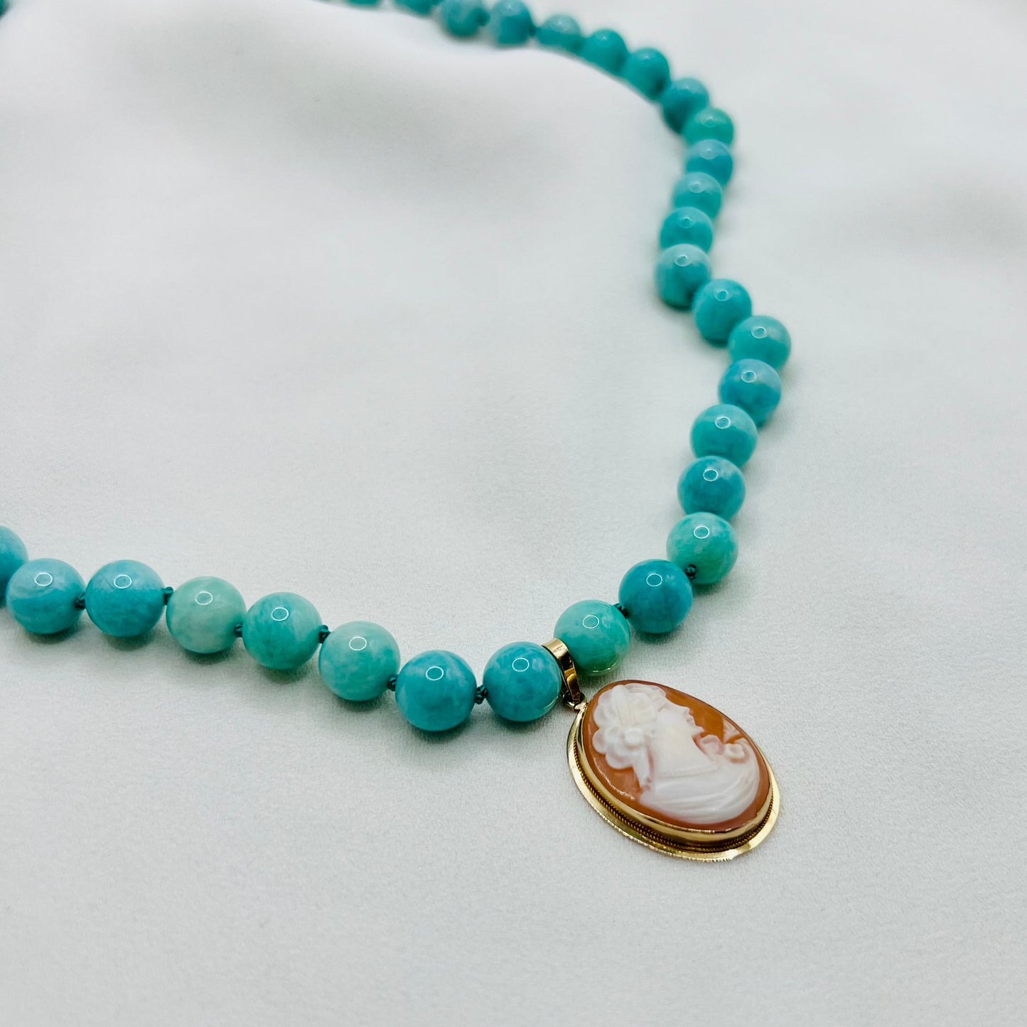  Virginian Amelia Teal Amazonite Knotted Necklace,