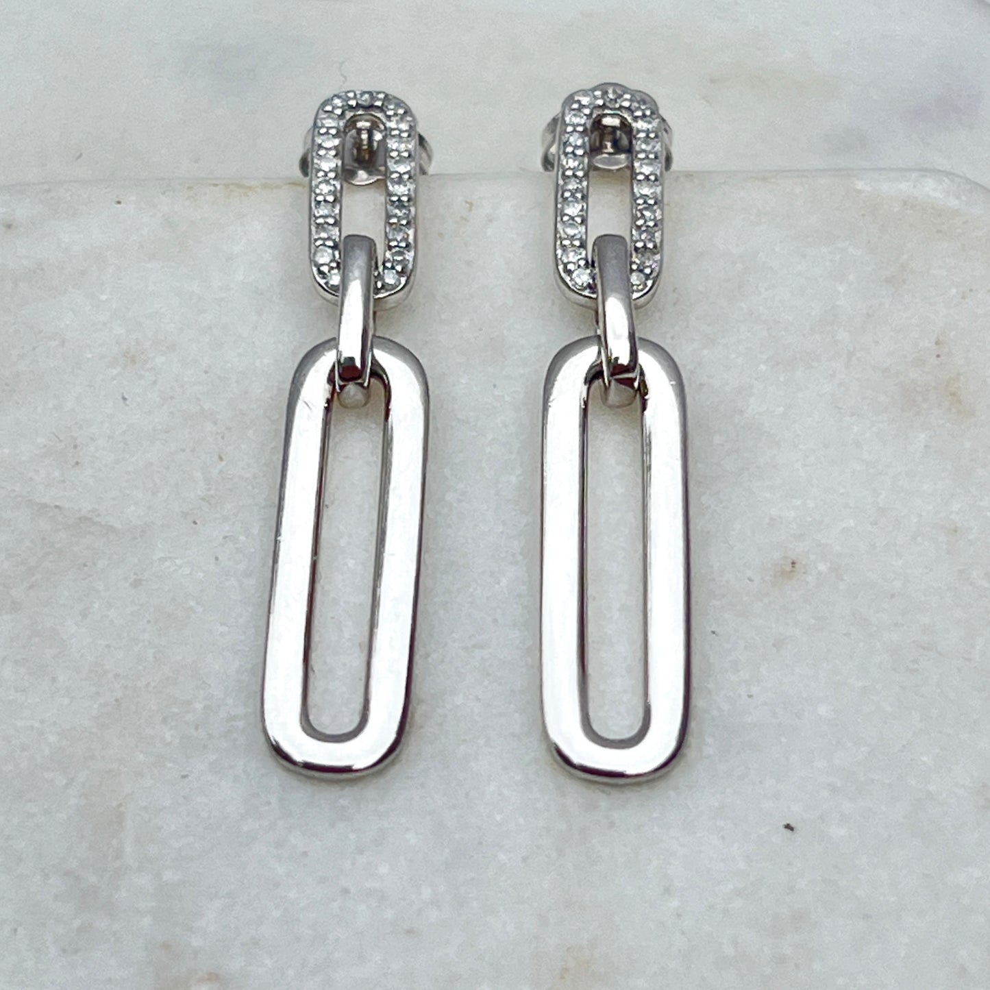 Diamond & Silver Drop Earrings