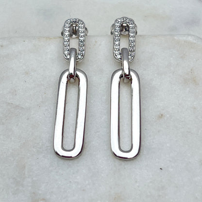 Diamond & Silver Drop Earrings