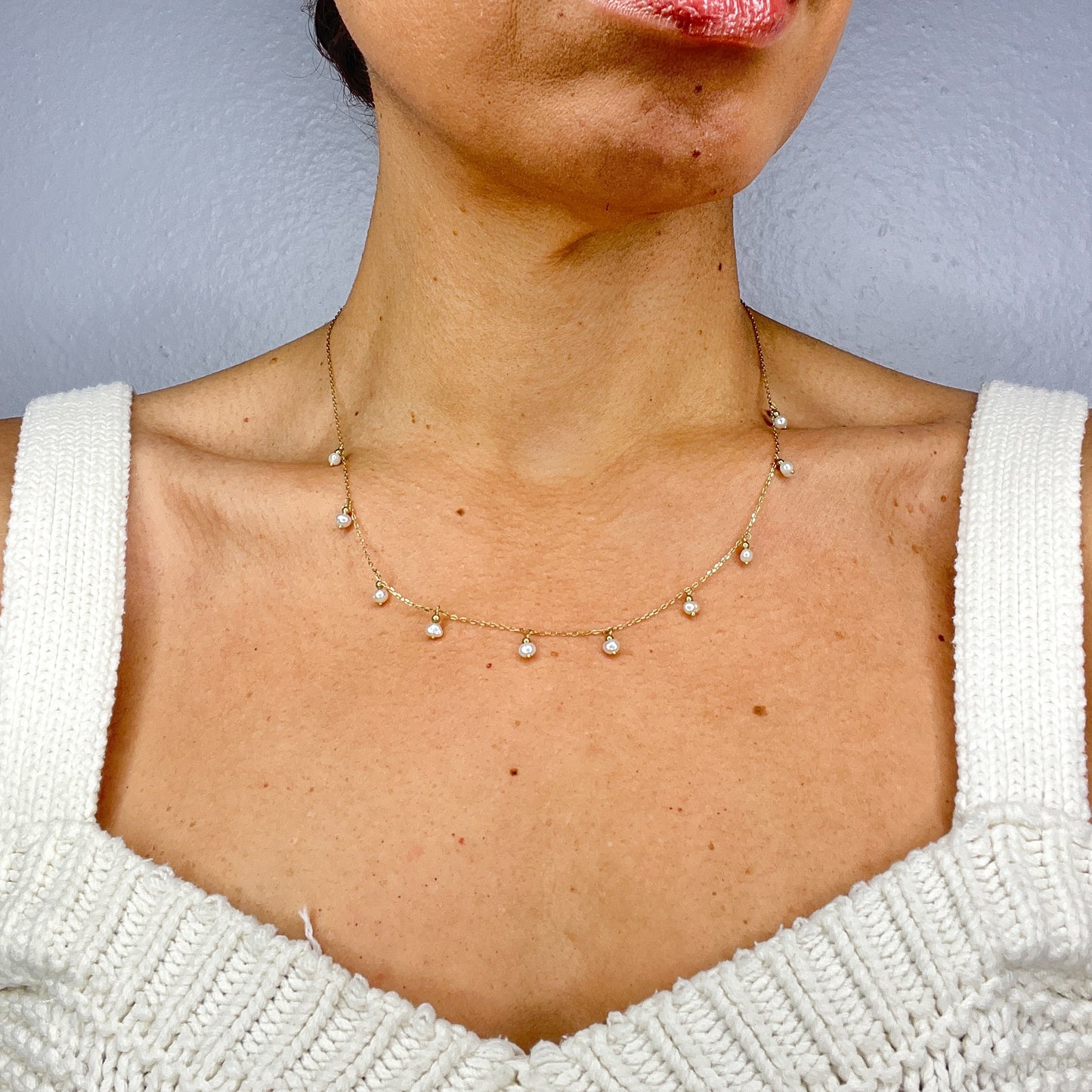 Gold Chain with Freshwater Pearl Necklace