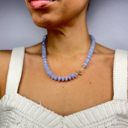 Blue Chalcedony Knotted Necklace