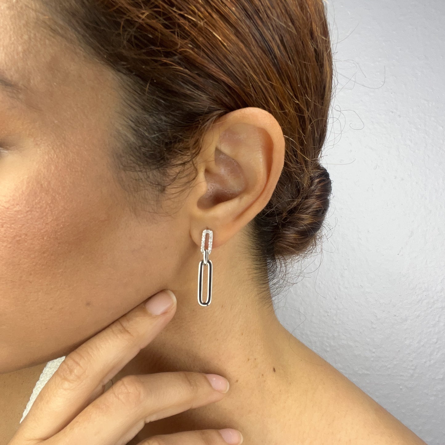 Diamond & Silver Drop Earrings