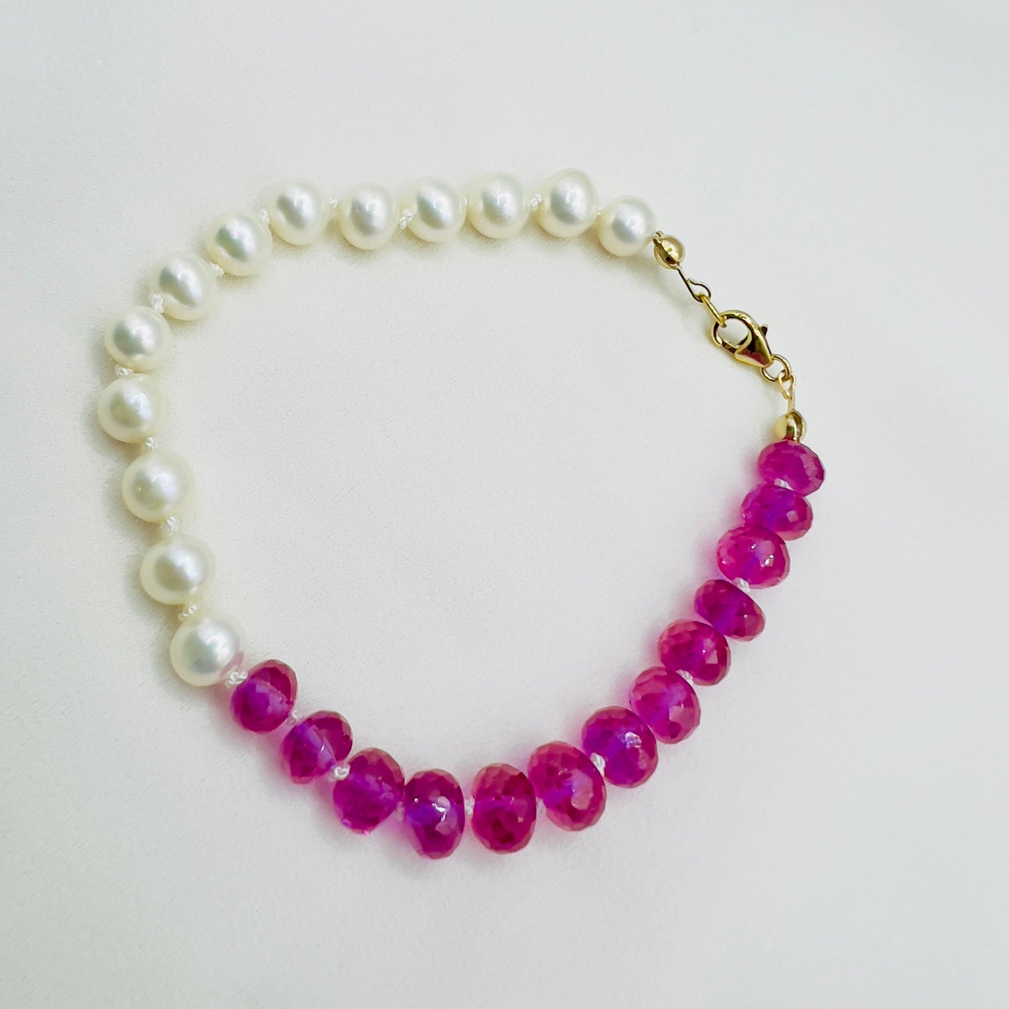 Pink Sapphire and Pearl Bracelet