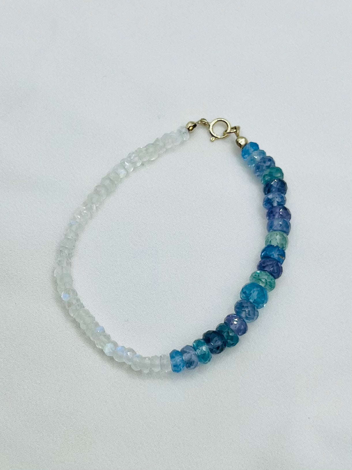 Smoky Blue, Purple and Green Sapphire Bracelet with Moonstones