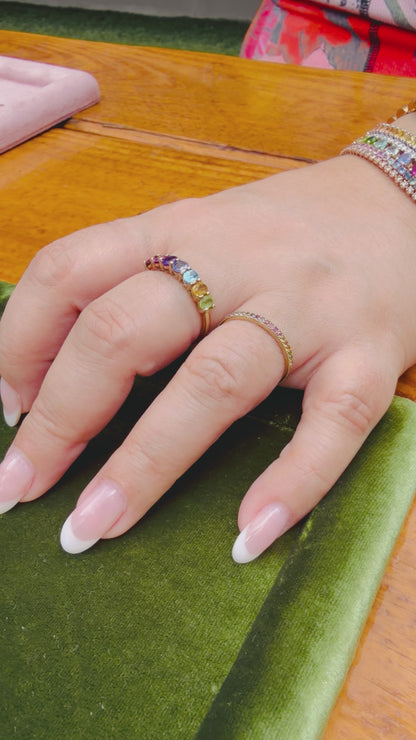 Natural Multi-Gemstone Ring in 10kt Yellow Gold