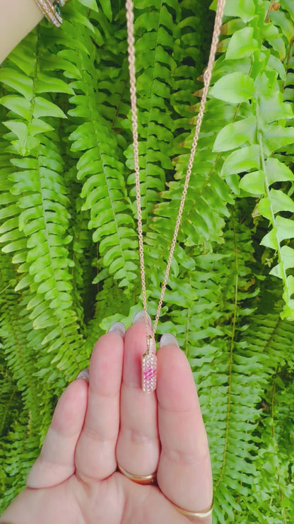 Natural Pink Sapphire & Diamond Pendant Necklace in 14K Rose Gold
